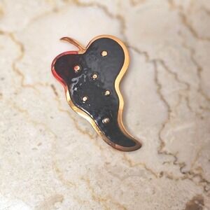 Vintage Artisan Black Enameled Genuine Copper Brooch Pin